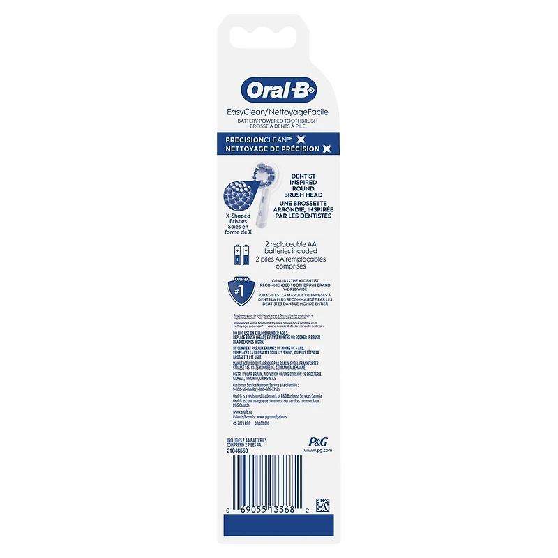 Oral-B Revolution Battery Toothbrush with 1 Brush Head, White, Batteries Included