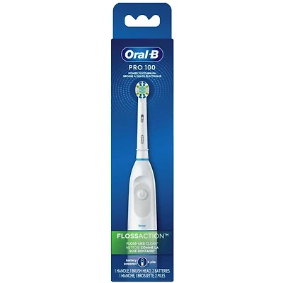 Oral-B Pro 100 FlossAction, Battery Powered Toothbrush, White
