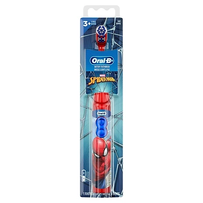 Brosse à dents à pile pour enfants Oral-B mettant en vedette les personnages de Spiderman de Marvel, souple, pour les enfants de 3 ans et plus