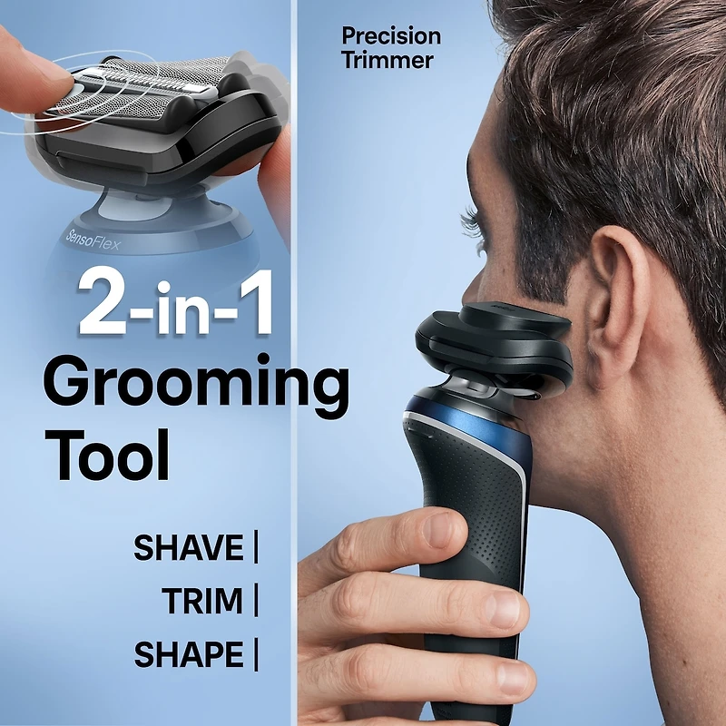 Electric Shaver for Men, Series 6 6120s, Wet & Dry Shave, Turbo & Gentle Shaving Modes, Foil Shaver, Engineered in Germany, With Precision Trimmer & Pouch, Blue