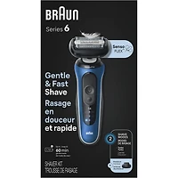 Electric Shaver for Men, Series 6 6120s, Wet & Dry Shave, Turbo & Gentle Shaving Modes, Foil Shaver, Engineered in Germany, With Precision Trimmer & Pouch, Blue