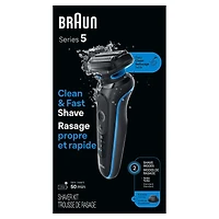 Electric Shaver for Men, Series 5 5118s, Wet & Dry Shave, Turbo Shaving Mode, Foil Shaver, Engineered in Germany, Li-Ion battery up to 50 min, with Precision Trimmer, Blue