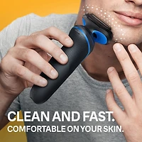 Rasoir électrique pour hommes Braun, Series 5 5118s, rasage sur peau sèche et mouillée, mode de rasage Turbo, rasoir à grille, conçu en Allemagne, pile Li-Ion jusqu’à 50 minutes, avec tondeuse de précision, bleu