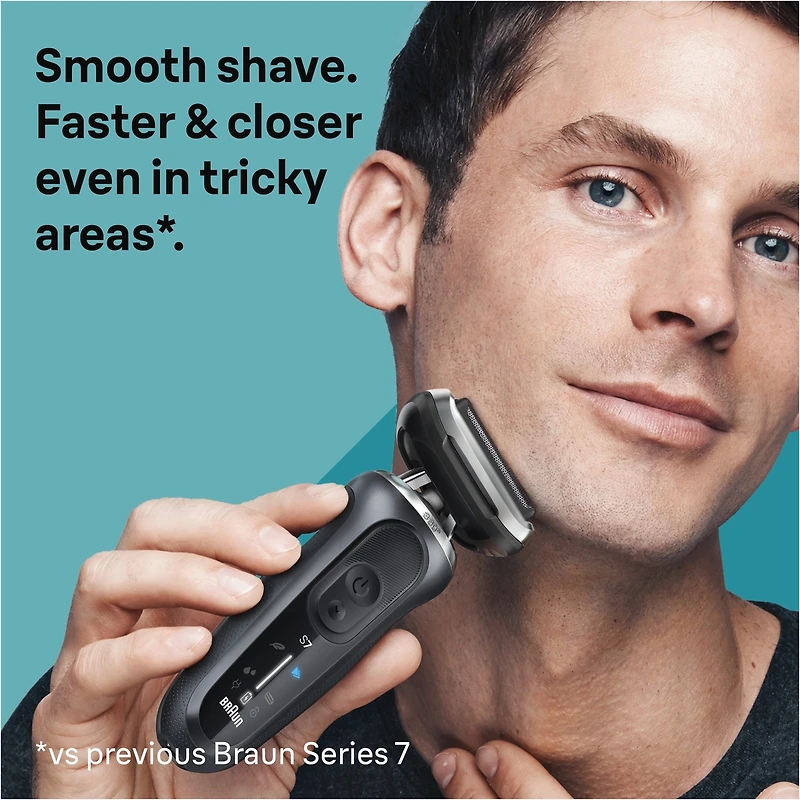 Rasoir électrique Braun pour hommes, Series 7 7171cc, peau sèche & mouillée, modes de rasage turbo et en douceur, rasoir à grille étanche, conçu en Allemagne, centre SmartCare Clean & Charge, inclus, avec tondeuse de précision, gris cosmique