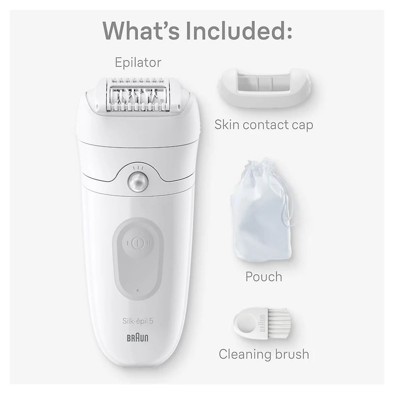 Braun Silk-épil 5 Epilator, Wet and Dry, Includes Skin Contact Cap, SE5-011, Grey