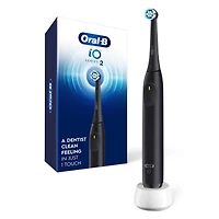Brosse à dents électrique rechargeable iO Série 2, noir minuit avec 1 brossette soins doux – Capteur automatique de pression pour protéger les gencives – 3 modes – Minuterie de 2 minutes