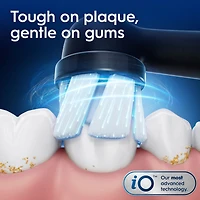 Brosse à dents électrique rechargeable iO Série 2, noir minuit avec 1 brossette soins doux – Capteur automatique de pression pour protéger les gencives – 3 modes – Minuterie de 2 minutes