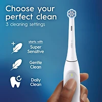 iO Series 2 Rechargeable Electric Powered Toothbrush, Pure White with 1 Gentle Care Brush Head - Automatic Pressure to Protect Gums - 3 Modes - 2 Min Timer