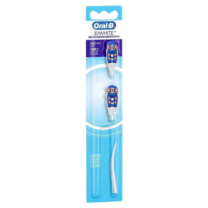 Oral-B 3D White Battery Power Toothbrush Replacement Heads, 2 Count