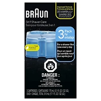 Cartouches de recharge Braun Clean & Renew CCR, Solution nettoyante de rechange de rasoir pour le système de nettoyage Clean&Charge – paquet de 3