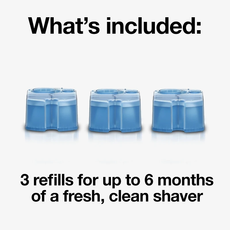 Cartouches de recharge Braun Clean & Renew CCR, Solution nettoyante de rechange de rasoir pour le système de nettoyage Clean&Charge – paquet de 3