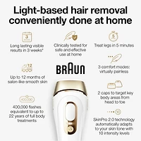 Système d’épilation à domicile Braun IPL Silk·expert Pro 5 PL5157 pour h et f, dernière génération, blanc et or, étui souple, tête haute précision