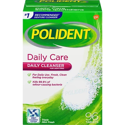 Polident Daily Care Denture Cleaner 96 Denture Tablets