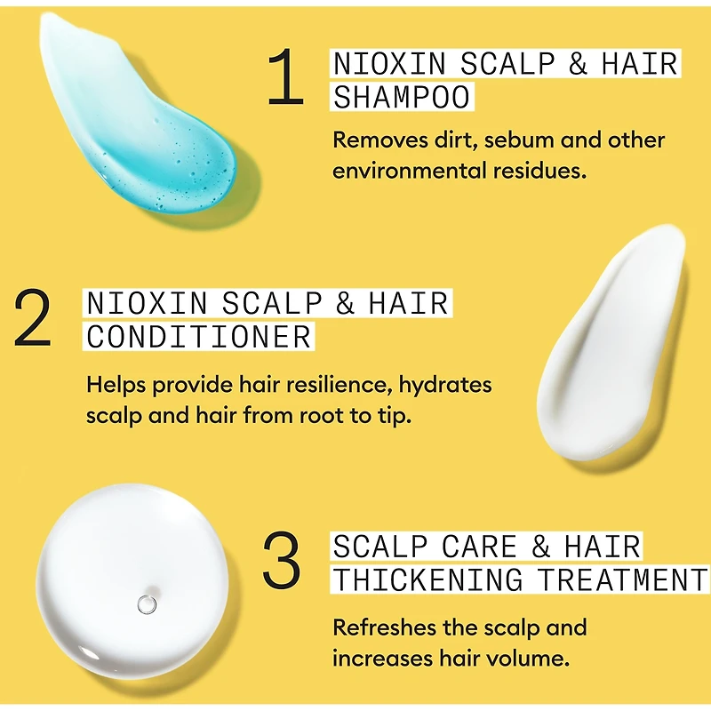 Shampooing épaississant pour le cuir chevelu et les cheveux System 1 de Nioxin – naturels légèrement clairsemés, 500 mL