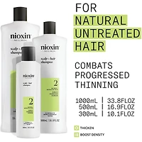 Nioxin System 2 Scalp + Hair Thickening Shampoo For Natural with Progressed Thinning, 500ml