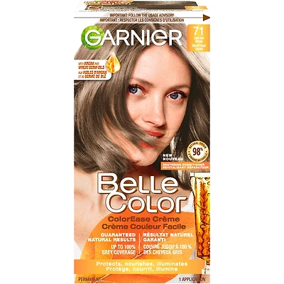 Belle Color Permanent Hair Dye, 100% Grey Coverage, Enriched with Argan Oil and Wheat Germ Oils