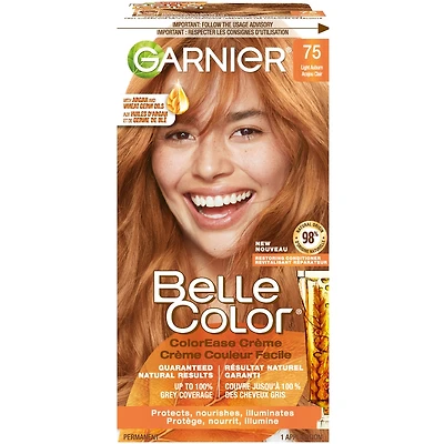 Belle Color Permanent Hair Dye, 100% Grey Coverage, Enriched with Argan Oil and Wheat Germ Oils