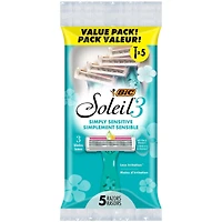 Soleil Simply Sensitive Women's Disposable 3 Blade Razors, Soothing Moisture Strip