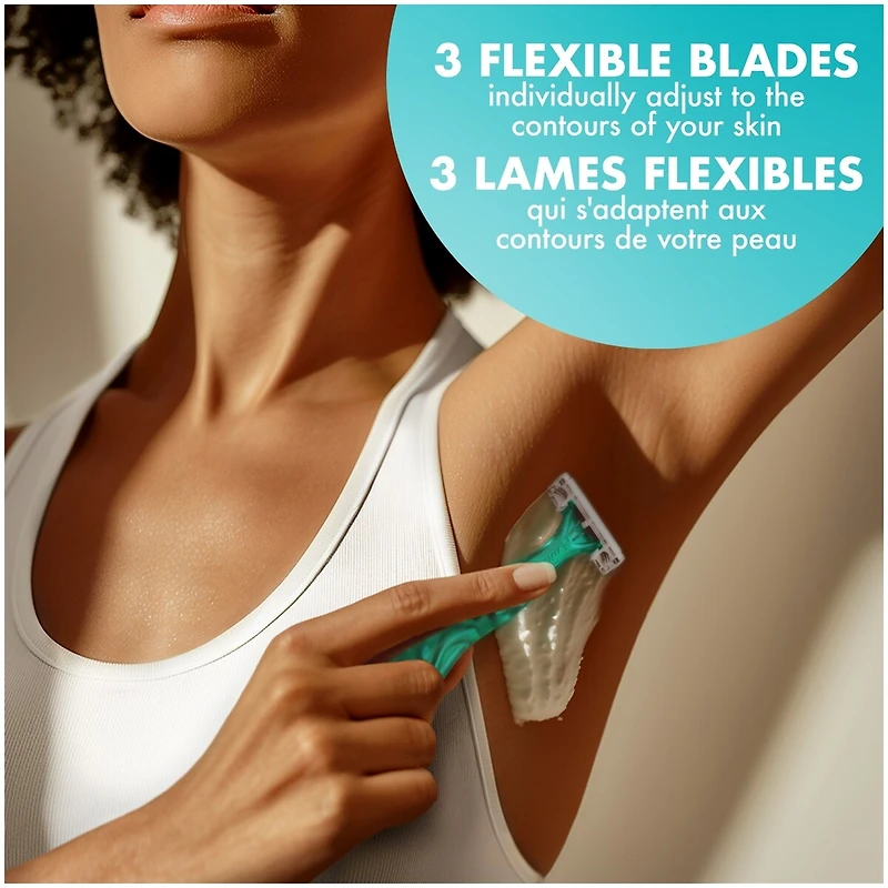 Soleil Simply Sensitive Women's Disposable 3 Blade Razors, Soothing Moisture Strip