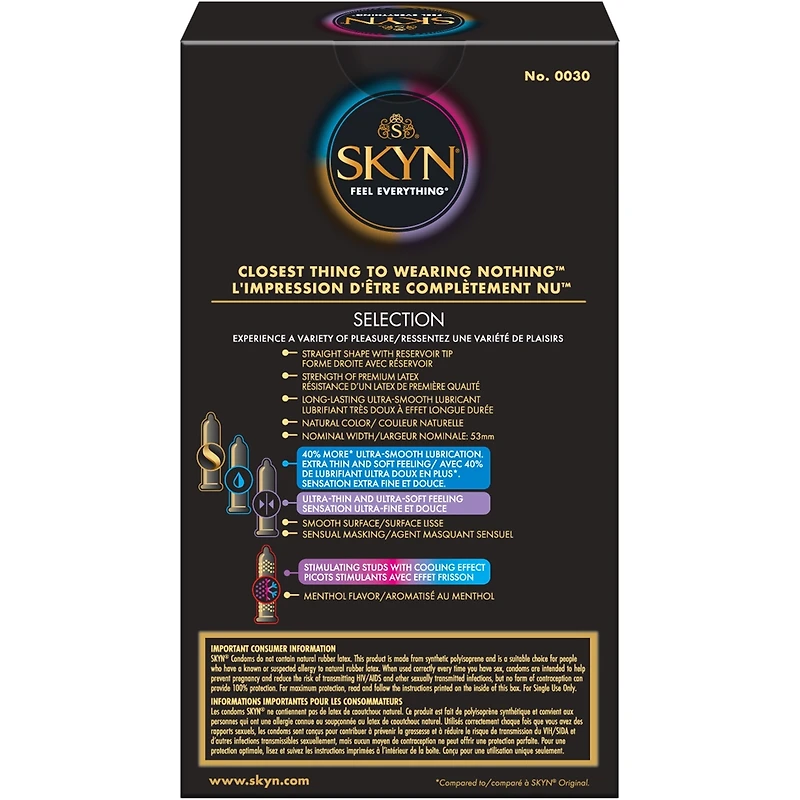 SKYN® Selection Original 10 Count Natural Latex free Lubricated Condoms