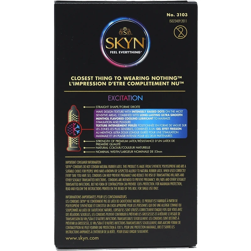 SKYN® Excitation 12 condoms non lubrifiés au latex