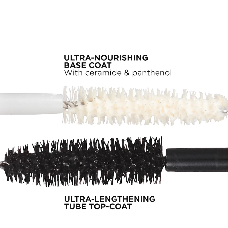 Mascara Double Extend Beauty Tubes, Couche de Base Nourissate et Couche Finissante Allongeante