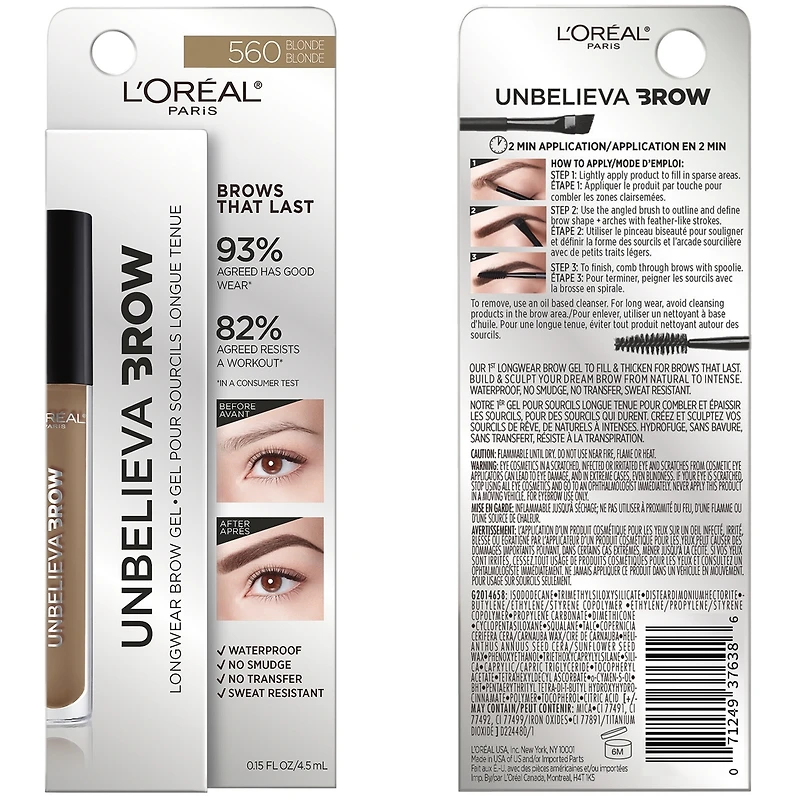 Unbelievabrow Longwear waterproof Brow gel