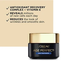 L'Oréal Paris Crème Hydrante de Nuit, Age Perfect Cell Renewal, Complexe Réparateur Antioxydant, Réduit l'apparence des rides, pour une peau plus ferme, éclatante et d'apparence plus jeune, 48 ml