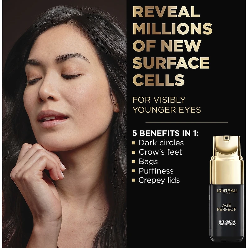 L'Oréal Paris Crème pour les Yeux, Age Perfect Cell Renewal, avec complexe réparateur antioxydant, Cible 5 signes visibles du vieillissement : cernes, pattes d'oie, poches, paupières crépues, 15 ml