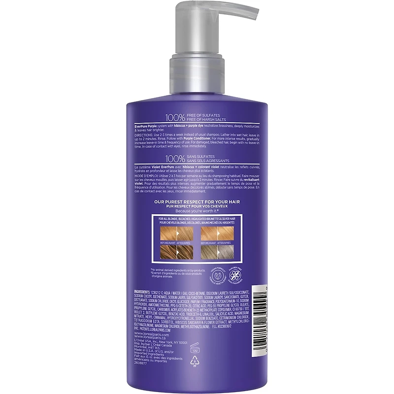 Shampooing neutralisant, EverPure violet, sans sulfates, 680ml