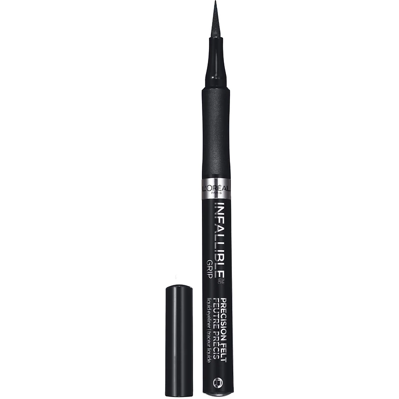 traceur précis à pointe feutrée Infallible Grip de L’Oréal Paris, anti-bavures, tenue longue durée, hydrofuge, noir, 0.03 fl oz