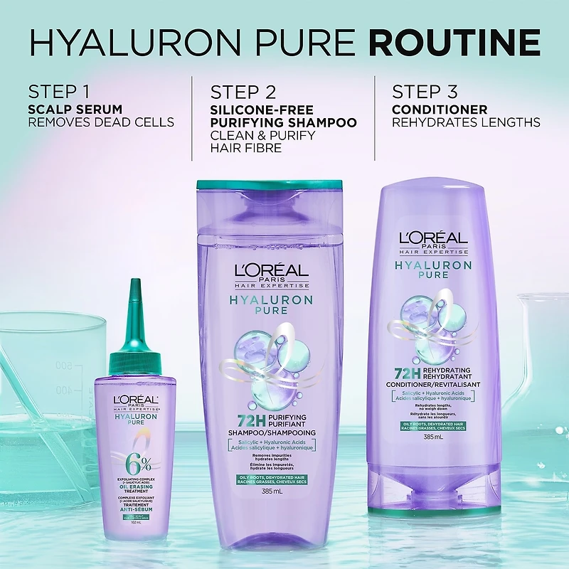 Hair Expertise Hyaluron Pure Revitalisant Réhydratant 72H, pour racines grasses et longueurs déshydratées
