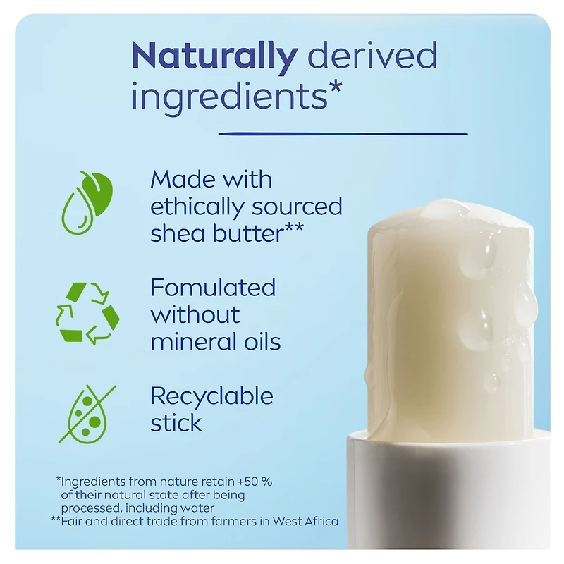 NIVEA Hydro Care Lip Balm, 24hr hydration, Enriched with shea butter & aloe vera, (2 x 4.8g)