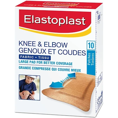 ELASTOPLAST Knee & Elbow Fabric Adhesive Bandages, 10 Strips