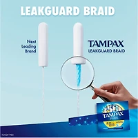 Tampons Tampax Pearl avec tresse anti-fuites LeakGuard et applicateur en plastique sans BPA, degré d’absorption régulier, non parfumés, 36 tampon