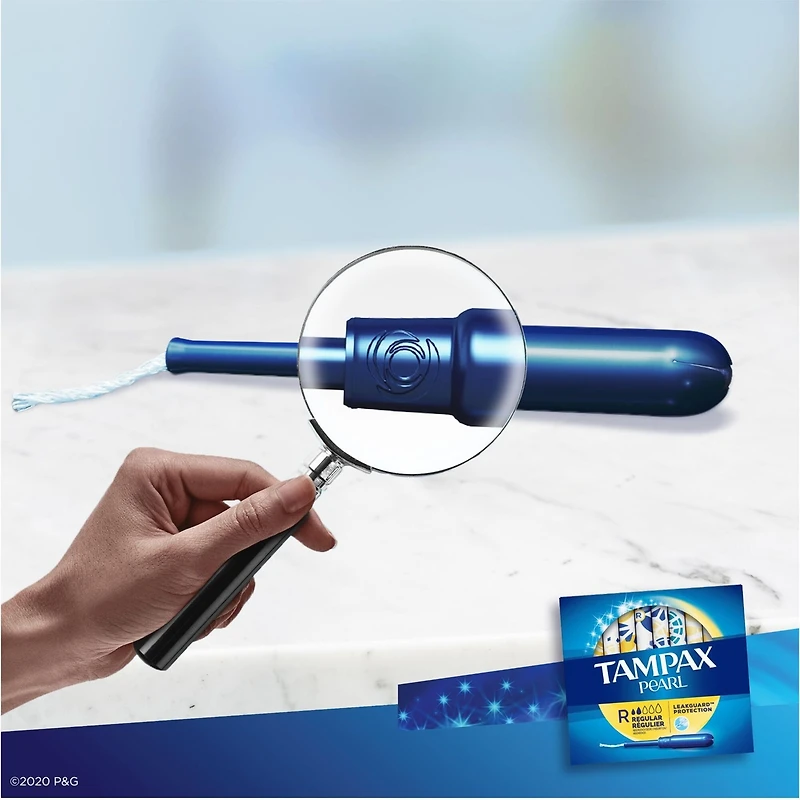 Tampons Tampax Pearl avec tresse anti-fuites LeakGuard et applicateur en plastique sans BPA, degré d’absorption régulier, non parfumés, 36 tampon