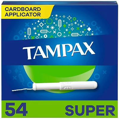 Cardboard Tampons Super Absorbency, Anti-Slip Grip, LeakGuard Skirt, Unscented