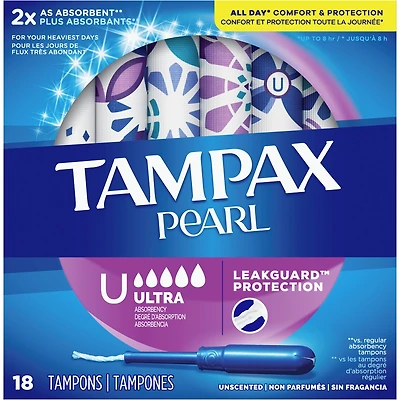 Pearl Tampons Ultra Absorbency, 18 Count