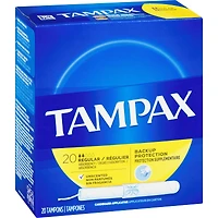 Tampons TAMPAX avec applicateur en carton, Régulier, non parfumés, 20 tampons