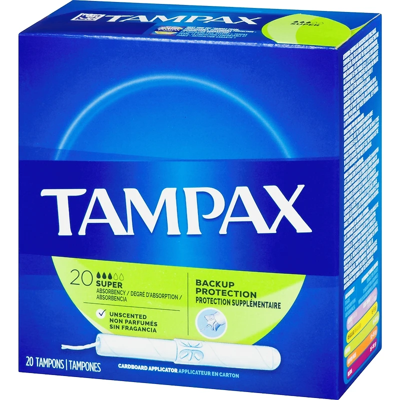 Tampons avec applicateur en carton, Super, non parfumés, 20 tampons