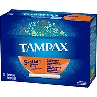 Tampax Cardboard Tampons Super Plus Absorbency, Anti-Slip Grip, LeakGuard Skirt, Unscented, 40 Count