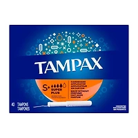 Tampax Cardboard Tampons Super Plus Absorbency, Anti-Slip Grip, LeakGuard Skirt, Unscented, 40 Count