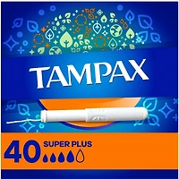 Tampons Tampax applicateur en carton, super plus, embout facile à saisir, jupette anti-fuites LeakGuard, non parfumés, 40 u