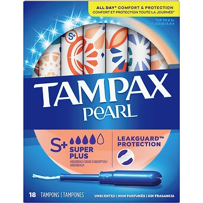 Pearl Tampons Super Plus Absorbency, 18 Count