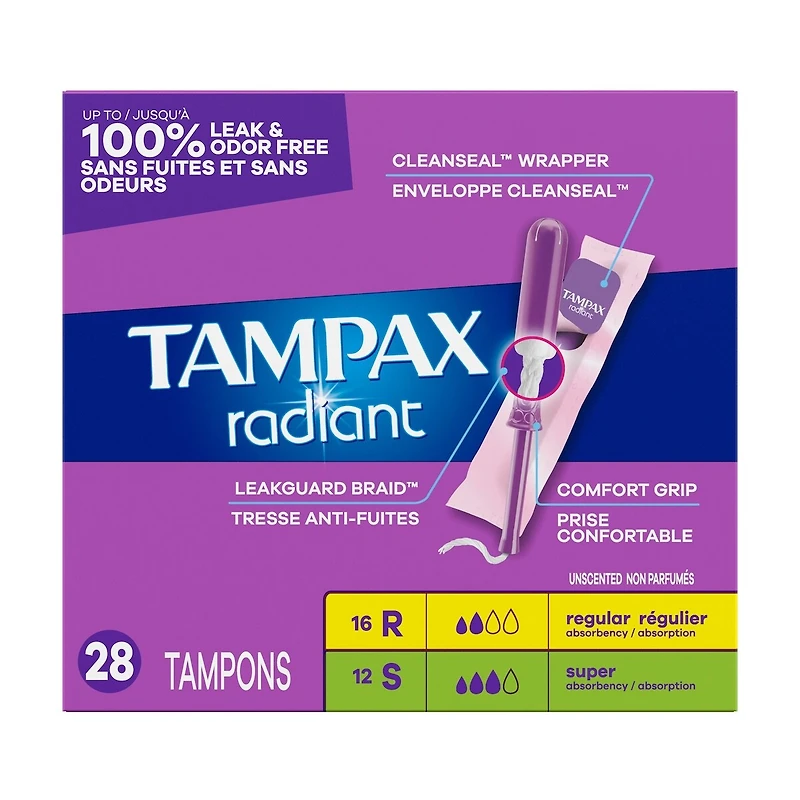 Radiant Tampons Trio Pack Regular/Super/Plus Absorbency, Unscented