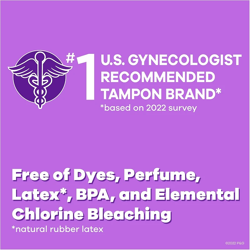Tampons Radiant avec tresse anti-fuites LeakGuard et applicateur en plastique sans BPA, degré d’absorption régulier, non parfumés, 14 tampons