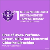 Tampons Radiant avec tresse anti-fuites LeakGuard et applicateur en plastique sans BPA, degré d’absorption régulier, non parfumés, 14 tampons