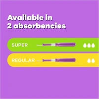 Pocket Radiant Compact Plastic Tampons, With LeakGuard Braid, Duo Pack Regular/Super Absorbency, Unscented