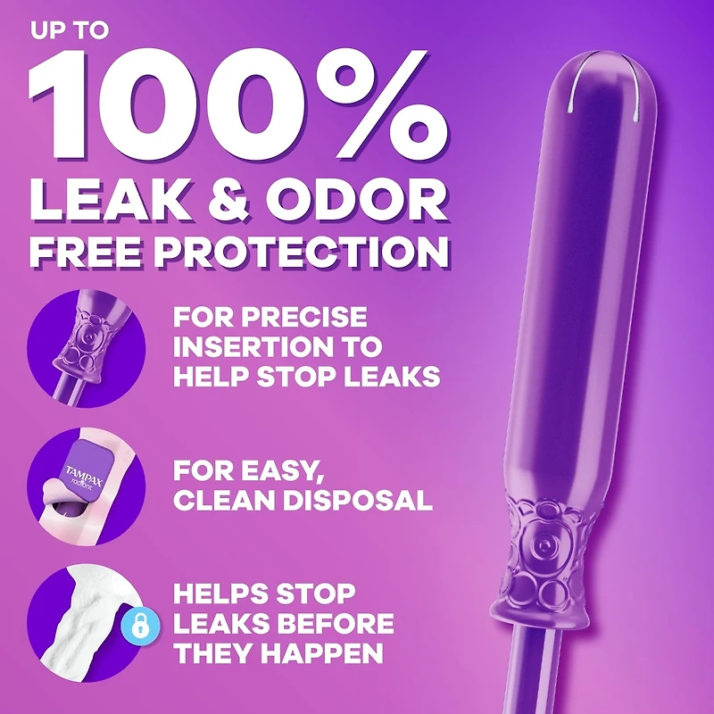 Radiant Tampons Light Absorbency with BPA-Free Plastic Applicator and LeakGuard Braid, Unscented