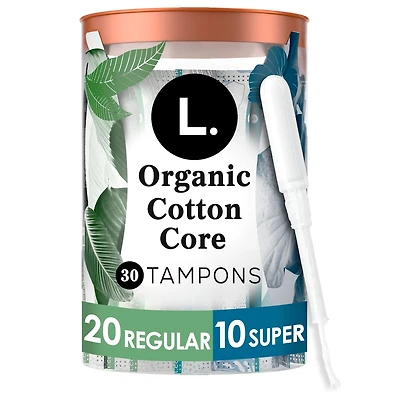 Tampons compacts en coton bio, applicateur plastique sans BPA L., duo régulier/super, sans blanchiment au chlore, pesticides, parfums, colorants, 30 u